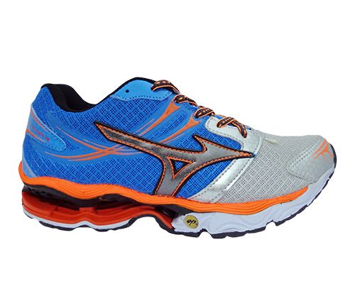 Tênis Mizuno Wave Creation 14 Azul, Grafite e Laranja MOD:11